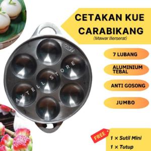 Set Cetakan Kue Carabikang Mawar Berserat Apem 7 Lubang Jumbo Anti Lengket/Alat Cetakan Kue Lengkap