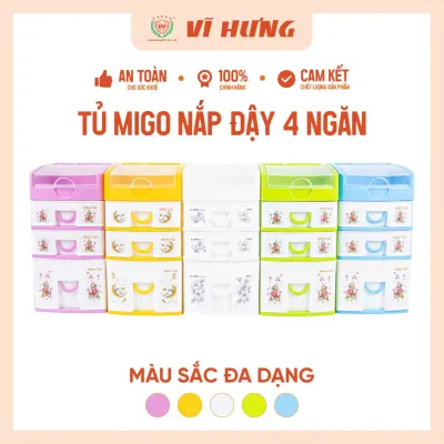 Tủ Nhựa Mini Để Bàn 3/4/5 Tầng MÀU TRẮNG - Hộp Tủ Nhựa Để Bàn Làm Việc - Nhựa Vĩ Hưng 9164 9165 9166 - trắng