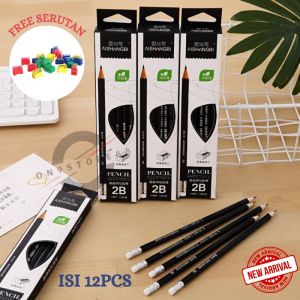 PENSIL KAYU / PENSIL 2B / PENSIL ALAT TULIS / PENCIL 2B EXAM GRADE ISI12PCS
