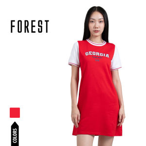 Forest Ladies Cotton Terry Short Sleeve Women Dress - 885048