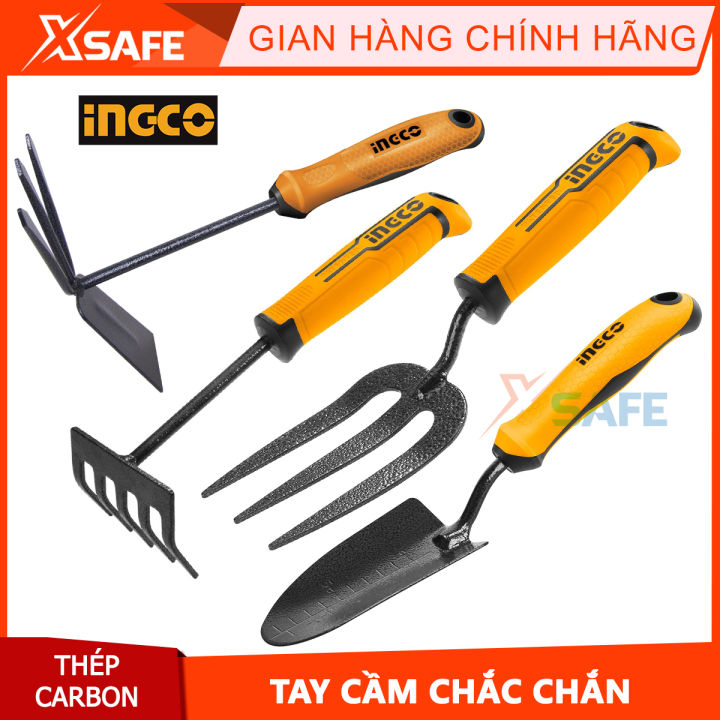 Bộ dụng cụ làm vườn INGCO dụng cụ xới đất cây đào đất cào xới đất làm vườn đi cắm trại xẻng đào đất cuốc đất