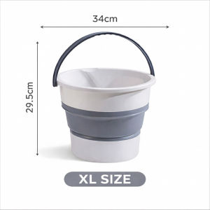 【DAILY ESSENTIAL】 Collapsible Household Bucket with Handle | Blue or White | Three Sizes Each