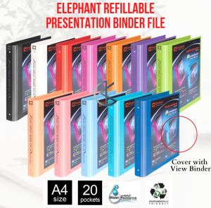 Elephant A4 Dura Clear Holder File Document Rings Refillable File / Presentation Binder Pocket File No. 444