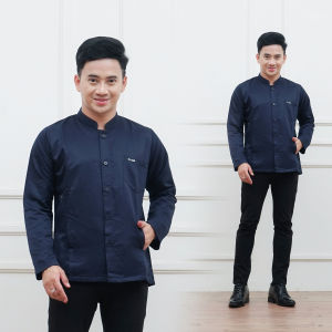 Baju Koko Haibah Putih Tangan Panjang Pria Terkini Bahan Toyobo Premium Adem Nyaman