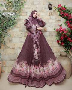 Glamora Syari By Soekha Gamis Syari Set Khimar Ceruty Babydoll Motif Digital Printing Premium