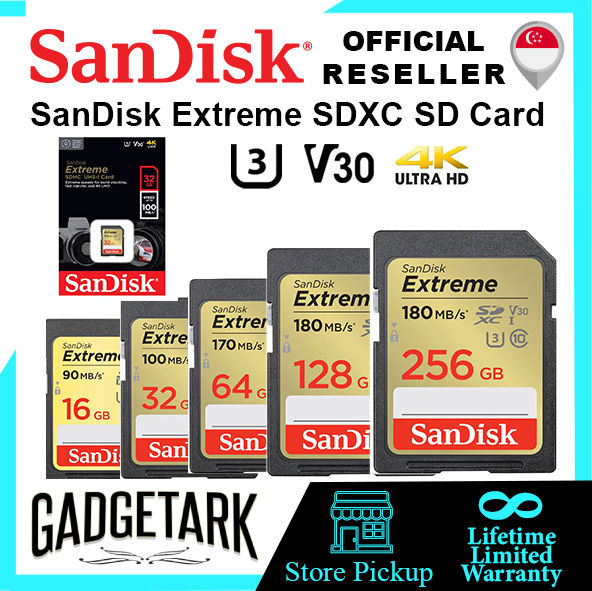 SanDisk Extreme 16GB I 32GB I 64GB I 128GB I 256GB SDXC UHS-I U3 V30 SD ...