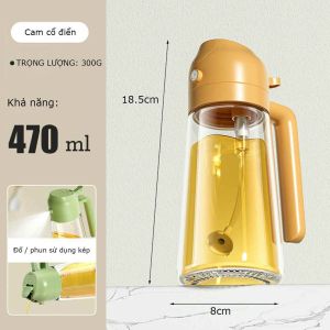 Bình thủy tinh xịt dầu ăn Bình xịt dầu ăn phun sương phun đổ 2 chế độ tản dầu đồng đều chống bám dầu - BIGBA