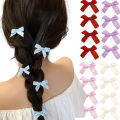 8/6PCS Bowknot Hair Clips Cute Girl Colorful Silk Ribbon Bang Clip Fashion Korean Elegent Ribbon Bow Hairpin INS Y2K Sweet Girl Headwear. 