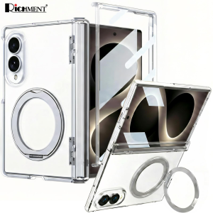 RICHMENT 360°Rotating Magnetic Metal Holder Phone Case for Samsung Galaxy Z Fold 8/Z Fold 8 Ultra Clear Full Cover