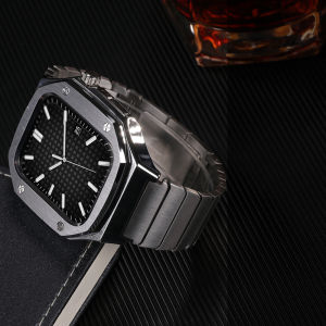 JANSIN Stainless Steel Strap+Case compatible with For Apple Watch Band Series 8 45mm 44mm Metal Bumper Cover Accessories iwatch Ultra 49mm Straps Metal Case
