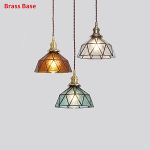 Vintage Pendant Lights Colorful Glass Lamp Loft Hanging Light Brass Base Bar Kitchen Living Room Art Deco Led Hanglamp E27 Handmade Artwork