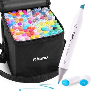 Ohuhu Oahu Series Fine & Chisel Alcohol Markers Double Tipped Art Marker Set for Kids Adults Sketch Illustration Alcohol-Based Markers Chisel & Fine Brush Pen Warna Drawing Art Supplies marker pen set Twin Tip Marker Pen