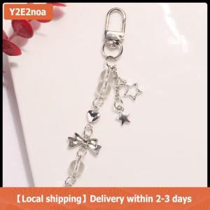 【Local shipping】 Goth Phone Charm Bow Heart Star Keychain Pendant Kawaii Key Chain Bag Phone Chain Cute Accessory For Girls Women Jewelry