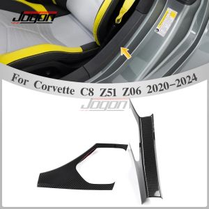 Cornerr 2Pcs Carbon Fiber Car Interior Door Threshold Upper Pillar Panel Trim For Corvette C8 Stingray Z06 Coupe 2020 2021 2022 2023+ 5B9Z4