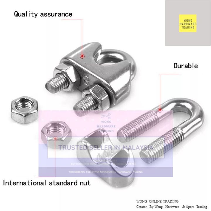 SUS 304 Wire Rope Clip Collet Stainless Steel 304 Cable Clip M2 M3 M4 ...
