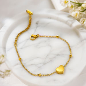 Heart-Shaped Necklace Pendant Titanium Steel 18K Gold-Plated Simple Love Bracelet Hypoallergenic