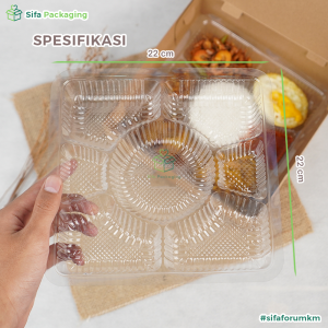 Mika Dalam Dus Nasi 22 x 22 Mika Sekat 7 Kotak Nasi Catering Box Tray Isi 50 Pcs
