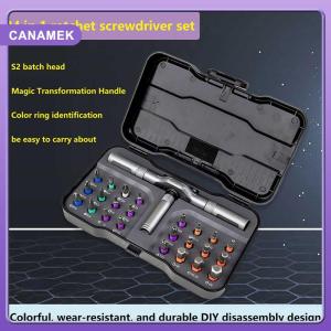 【CANAMEK】 Precision Hand Tools Work 24 In 1 Multi-purpose Ratchet Wrench Screwdriver Set Magnetic Bits Tools Set DIY Household Repair Tool