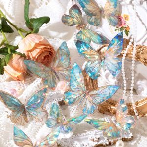 LIFE SHOPS DIY Crafts Ice Crystal  Butterfly Sticker Decorative Handmade Butterfly Collage Sticker Vintage PET Album Decoration