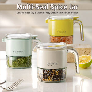 400ML Kitchen Large Capacity Press-type Sealed Seasoning Jar Salt Jar Storage Box Household Sealed Moisture-proof Seasoning Box MSG Seasoning Jar