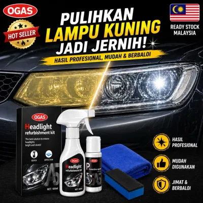 OGAS Pemulihan Lampu Kereta | Headlight Repair Kit + Coating Pembersih & Pengilat | Ready Stock MY