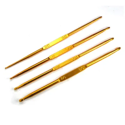 ANEKA - Hakpen (Alat/Jarum Rajut) Alumunium Emas / Gold Crochet Hooks