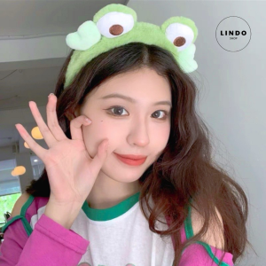 [Quà tặng dễ thương] Bờm tóc - Cài Tóc Ếch Xanh LINDO Xinh Xắn Dễ Thương Phủ Lông Nhung Mềm Mại