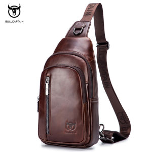 BULLCAPTAIN casual outdoor shoulder crossbody leather chest bag men