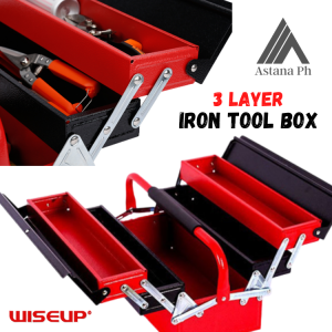 High Quality 3Layer Iron Tool Box Heavy-duty Storage Organizer Metal Steel Solid Durable - Wiseup 43cm/53cm