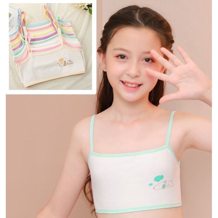 C&C Kid Girls Training Bra Underwear Solid Color Baby Bra Anti Peering  Teenage Sport Bra (8-15Y)