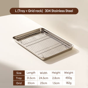 HYM 2-in-1 Stainless Steel Baking Tray with Removable Cooling Rack Multi-Use BBQ Oven Food Tray Set for Kitchens