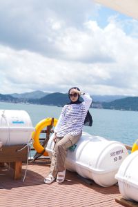 Blouse Wanita Korean Style Nikita Blus Salur Bahan Kaos Katun Combed Mix Cvc Baju Wanita Ootd Hijab