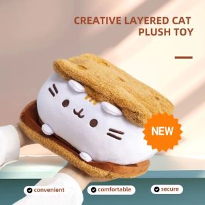 Gift Soft Sandwich Fill Plush Doll Cat 18Cm Birthday Toy Pusheen Biscuit Pillow