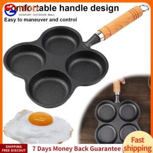 【Outdoor】 4-Hole Frying Pan Non Stick Egg Burger Ham Pan Multifunction Hamburger Steak Pan Suitable for Gas Stove Induction Cooker