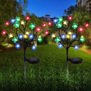 ❤ 【Readystock】 + FREE Shipping ❤ Solar Garden Lights 2 Pack Solar Lights Outdoor with 20 LEDs Cherry Blossom Flower Lights Waterproof Solar Yard Stake Lights