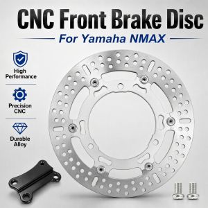 CNC Front Brake Disc Rotor for Yamaha NMAX | High Performance Floating Brake Disk with Caliper Adapter & Mounting Bolts | Stainless Steel Precision Machined