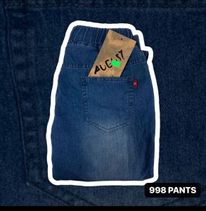 GARTERIZED JOGGER big/plus size DENIM pants High Waist W/DISTRESSED DESIGN #998