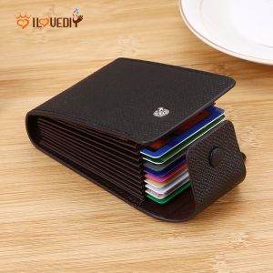 WH [Men Multi-function Business Leather Credit Card Holder Walllet] [Large Capacity Multi Card Holder Coin Purse Pocket Organizer]