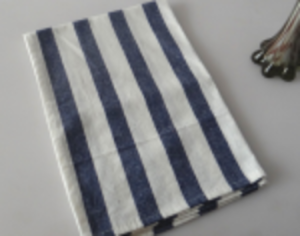 AMK Decor Kitchen Tools Blue White Striped Table Cloth Simple Style Cotton Linen Cover Cloth Coaster Napkin Home