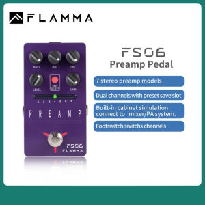 FLAMMA FS06 Preamp Pedal Digital Guitar Effects Pedal with 7 Preamp Models Preset Save Slot Built-in Cabinet Simulation