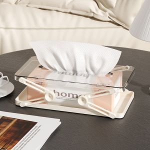 YUCHEN Extendable Tissue Storage Box Minimalist Automatic Lift Paper Towel Case Creative Rectangle Light Luxury Napkin Holder Home Decoration