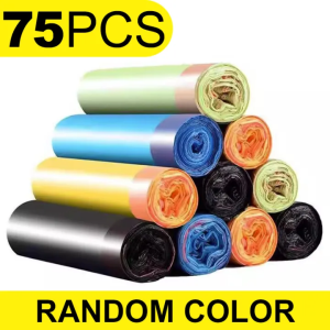 【75pcs】 5roll Pull Rope Garbage Bag Household Thickened Plastic Quality Kitchen Garbage Bag Household With Handle Environmental 15pcs /1roll Trash Bag Drawstring Garbage Bag Trash Bag With Handle (Random)