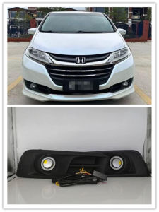 LED Fog Lights Assembly For  Honda Odyssey 2014 2015 2016 2017 Front Bumper Fog lamp Replacement Angel Eye Daylight Accessories