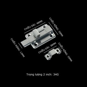 Chốt Khóa Cửa TRƯỢT - Then Cửa Bằng INOX full ốc vít Bản Lề Then Chốt Gài Khoá Cửa Có Tay Cầm Bằng 100% INOX-ESTLA
