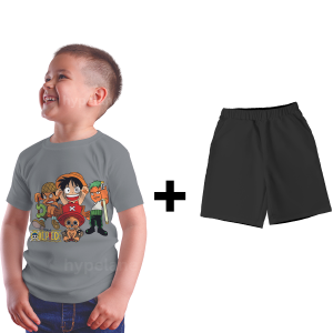 Baju Kaos Setelan Distro Anak Laki Laki Karakter Anime One Piece Keren Import Umur 1 - 10 Tahun