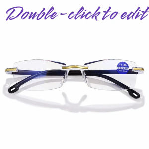 Diamond Frameless Cutting Edge New Ladies Reading Glasses Glasses Middle-aged And Elderly High-definition Anti-blue Light Reading Glasses 防蓝光老花镜