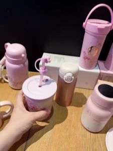 Starbucks China 2024 Spring Cherry Blossom Pink and Purple Mug Straw Insulated Coffee Water Cup Bear Doll Gift