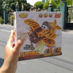 Mainan Pesawat DIY Plane Fighter BO Orange 665H Ada Lampu | Mainan Helicopter Battery Operated Roda Bisa Berputar dan Bisa Berjalan Menggunakan Baterai Mainan Edukasi Plane Ace Pilot Ukuran Sedang Kemasan Kardus