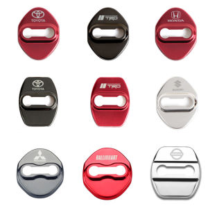 4pcs/set Car Door Lock Protection Cover Stainless Steel for Toyota Honda Mitsubishi Car Door Lock Cover Protection Door Latch Covers Universal