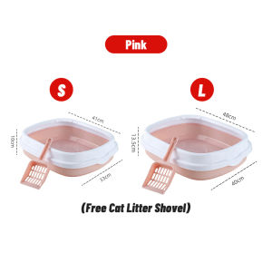 Cat Litter Box High cover Cat Kitten Litter Box with Scoop Deodorization leakage prevention Open Cat Litter Box